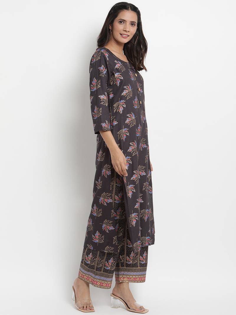 Prakhya Women's Printed Long Straight Rayon Kurta Set