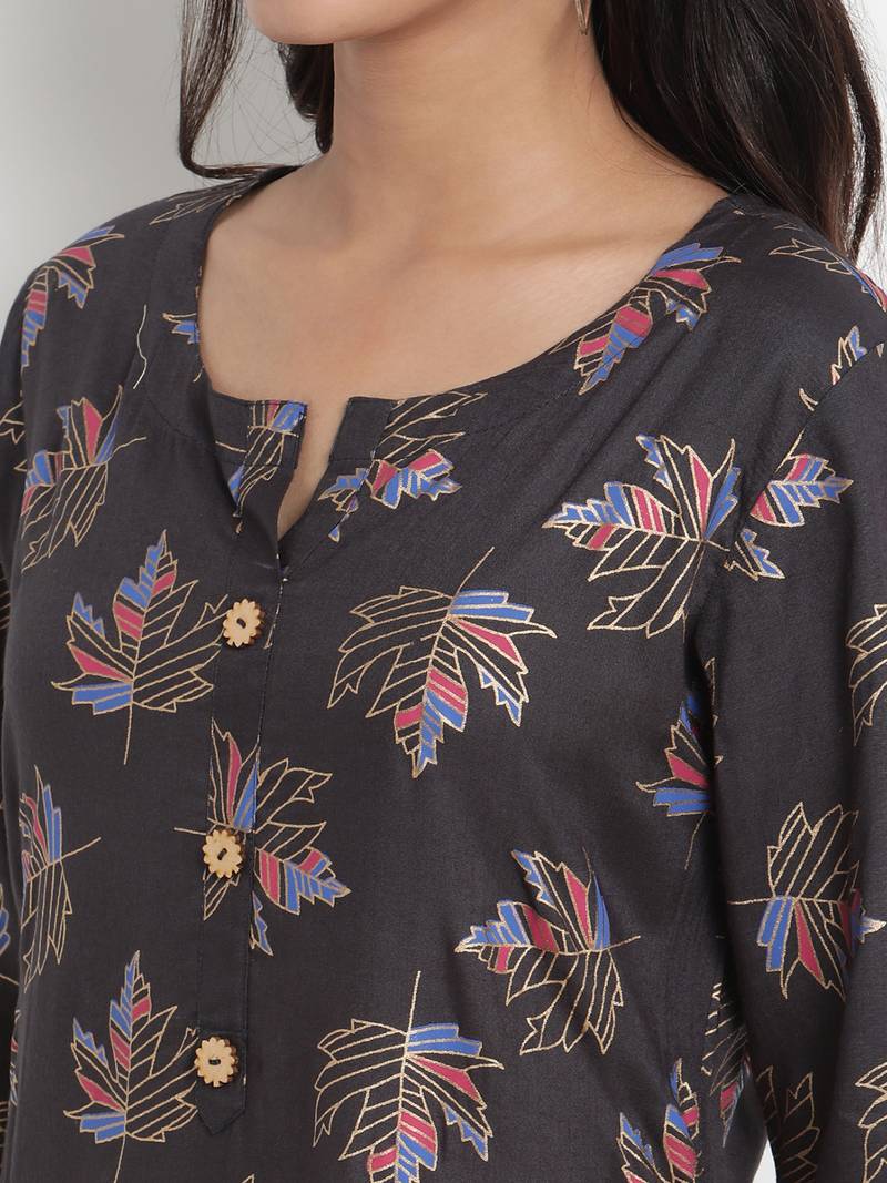 Prakhya Women's Printed Long Straight Rayon Kurta Set