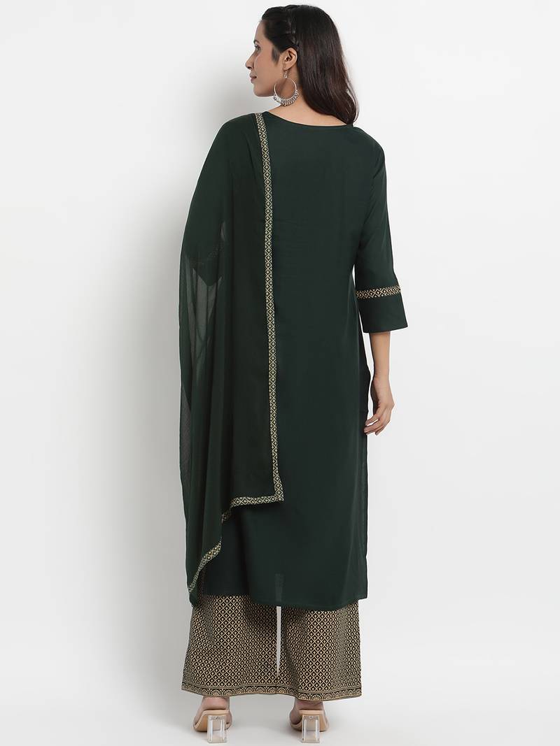 Prakhya Women's Printed Long Straight Rayon Kurta Set