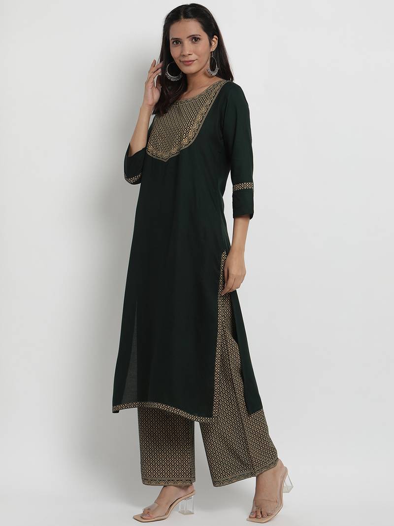 Prakhya Women's Printed Long Straight Rayon Kurta Set