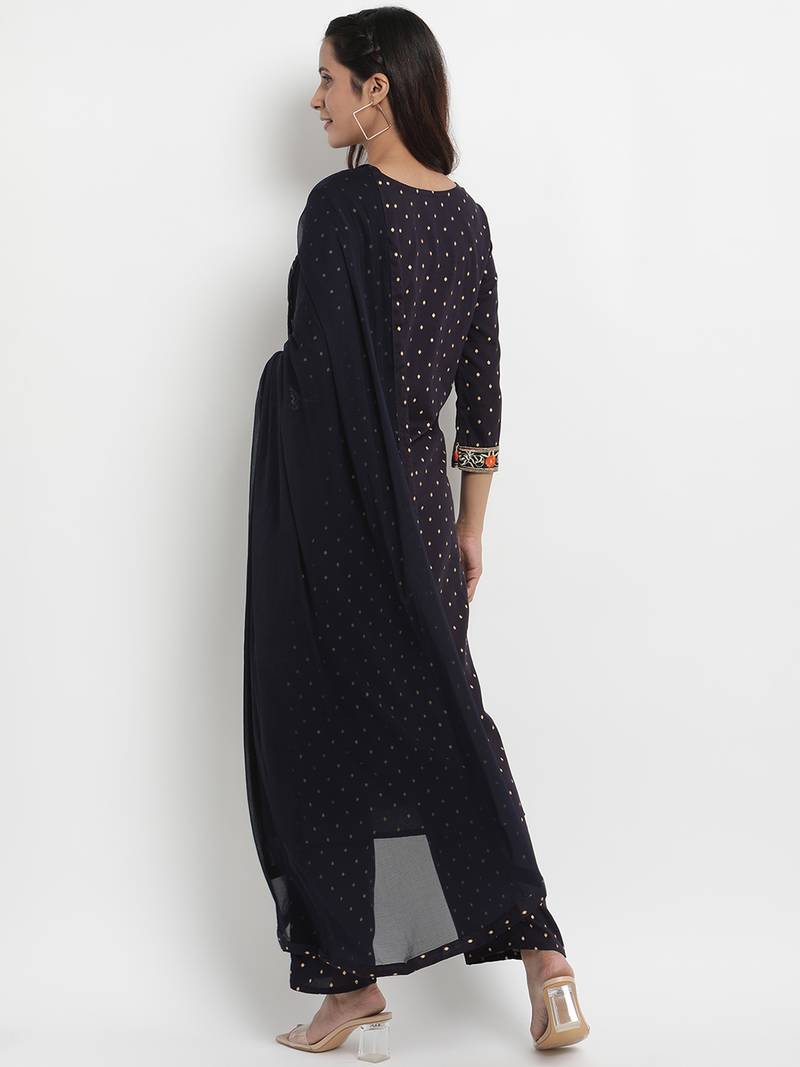 Prakhya Women's Embroidered Long Straight Rayon Kurta Set