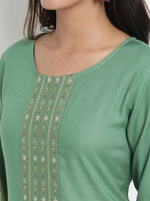 Prakhya Women's Printed Long A-line Rayon Kurta Set 5