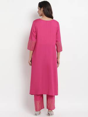 Prakhya Women's Printed Long A-line Rayon Kurta Set 2