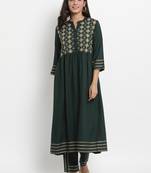 Prakhya Women's Embroidered Long A-line Rayon Kurta Set