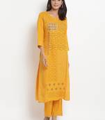 Prakhya Women's Embroidered Long Straight Rayon Kurta Set