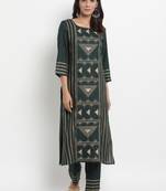 Prakhya Women's Embroidered Long Straight Rayon Kurta Set