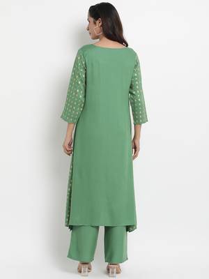 Prakhya Women's Embroidered Long A-line Rayon Kurta Set 2