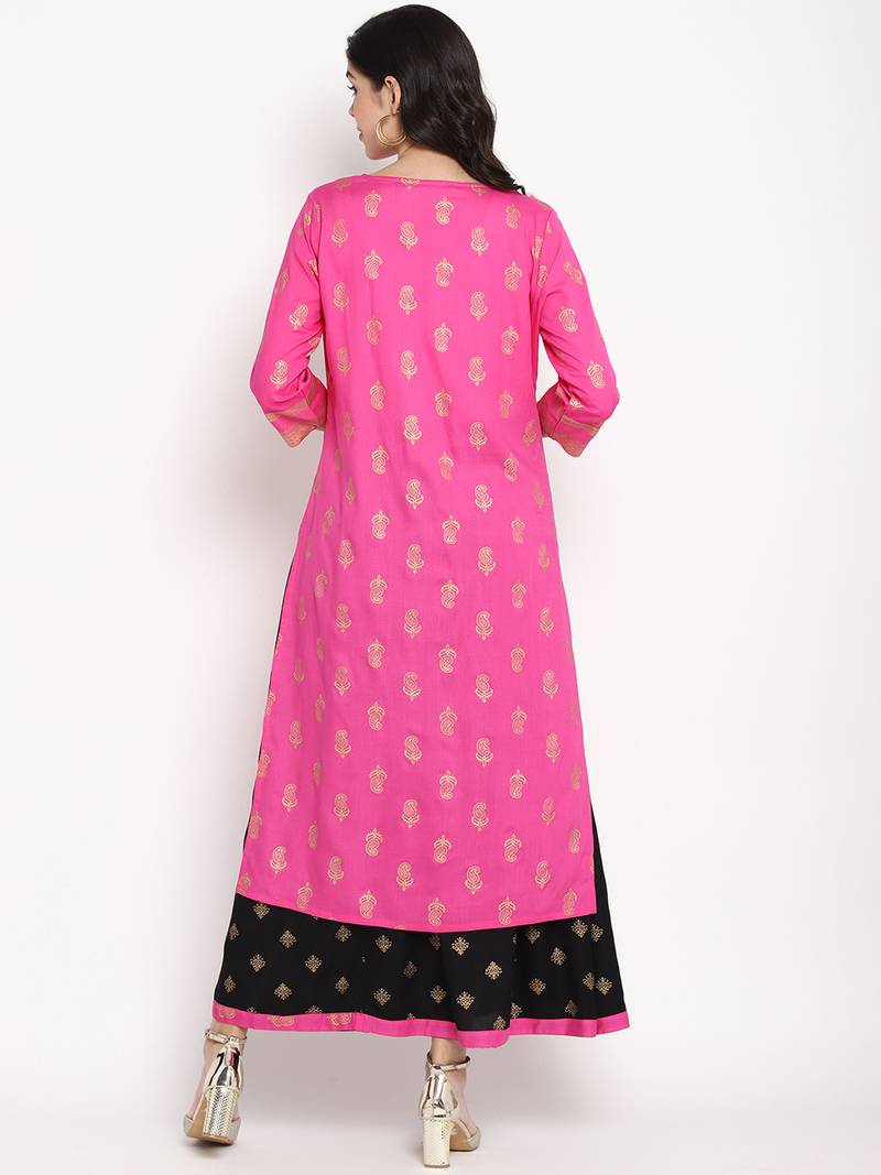 Prakhya Women's Printed Long Straight  Kurta Set