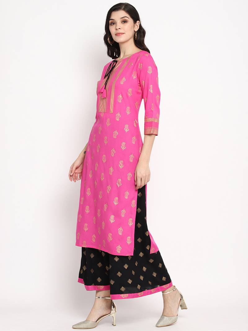 Prakhya Women's Printed Long Straight  Kurta Set