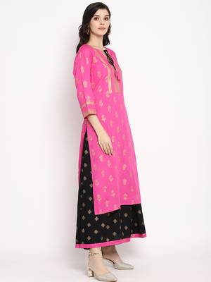 Prakhya Women's Printed Long Straight  Kurta Set 4