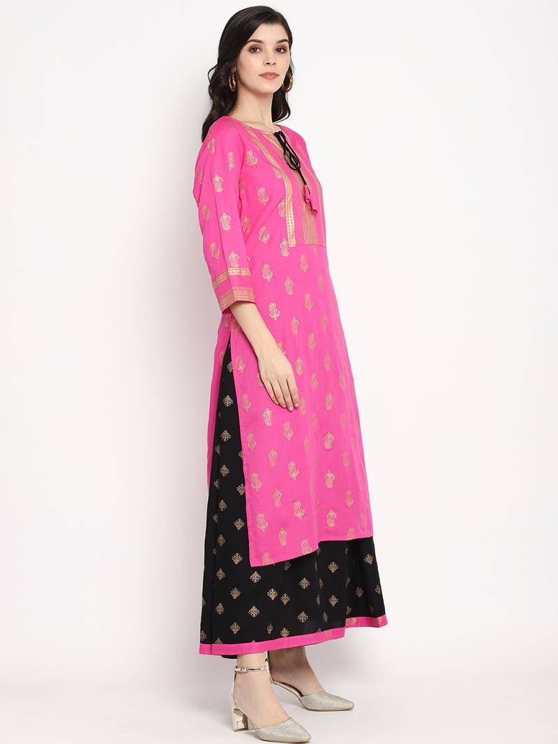 Prakhya Women's Printed Long Straight  Kurta Set