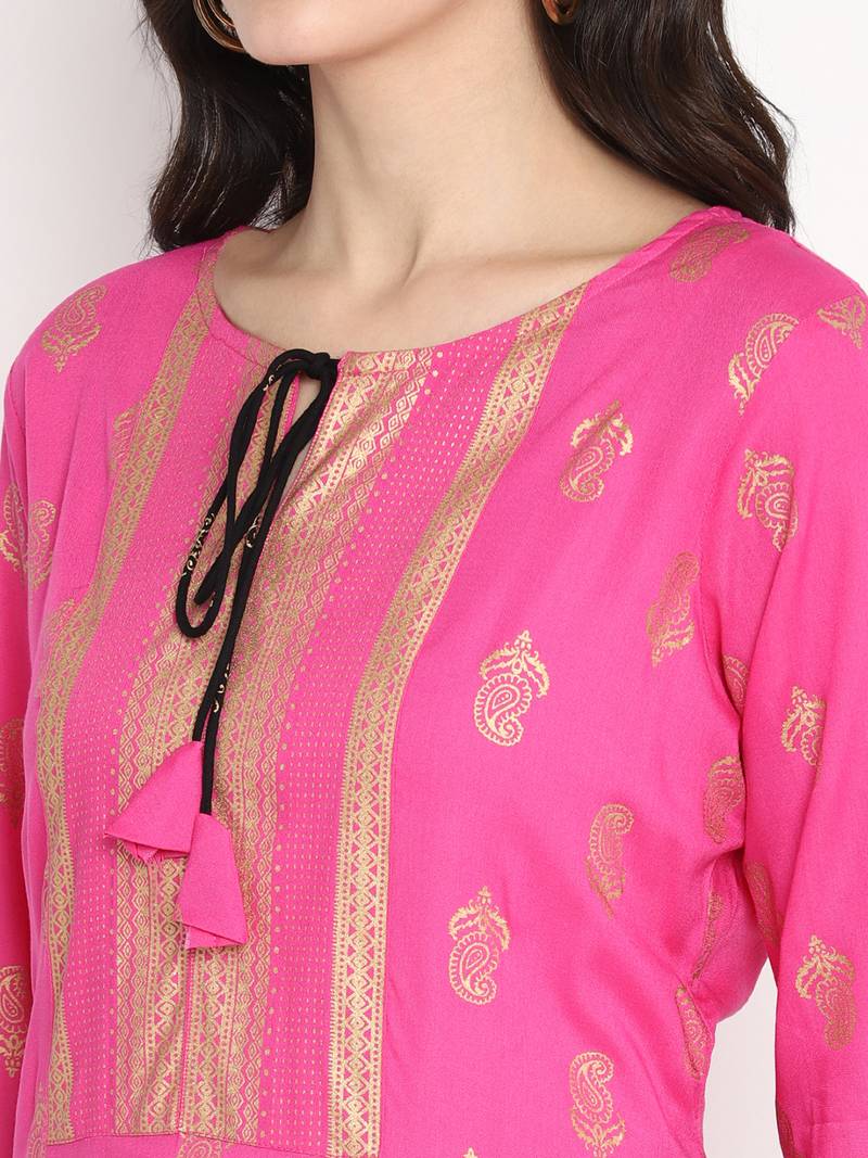 Prakhya Women's Printed Long Straight  Kurta Set