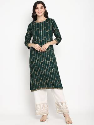 Prakhya Women's Printed Long Straight  Kurta Set 1