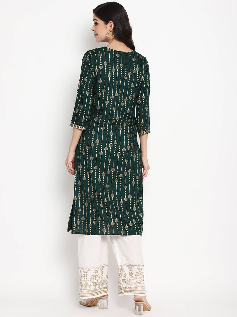 Prakhya Women's Printed Long Straight  Kurta Set