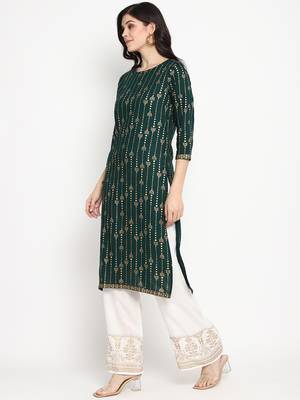 Prakhya Women's Printed Long Straight  Kurta Set 3