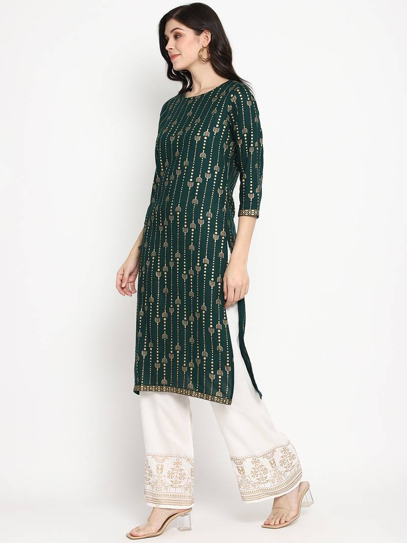 Prakhya Women's Printed Long Straight  Kurta Set