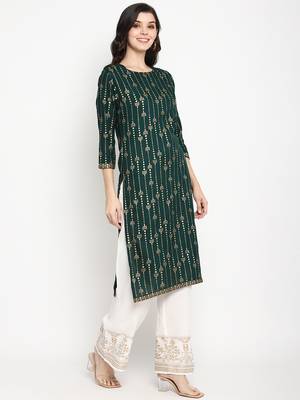 Prakhya Women's Printed Long Straight  Kurta Set 4