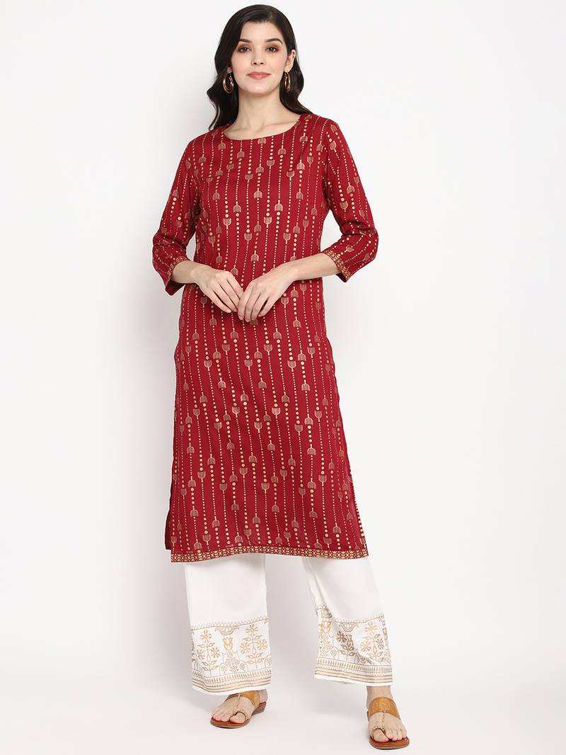 Prakhya Women's Printed Long Straight  Kurta Set