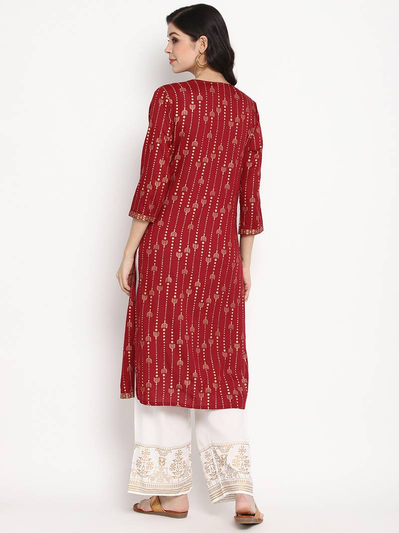 Prakhya Women's Printed Long Straight  Kurta Set