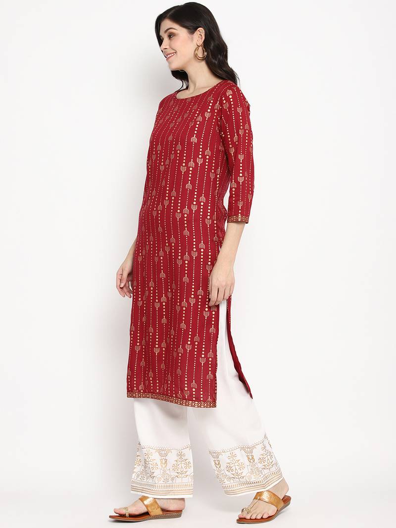 Prakhya Women's Printed Long Straight  Kurta Set