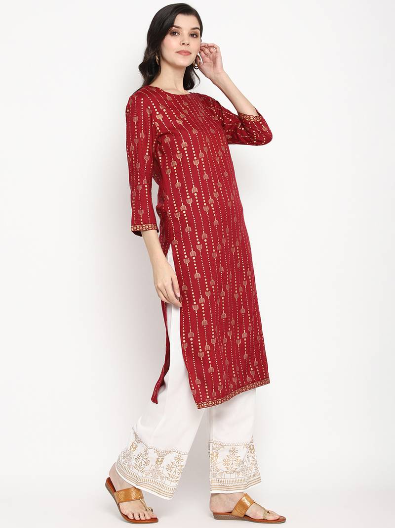 Prakhya Women's Printed Long Straight  Kurta Set