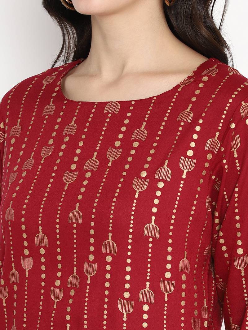 Prakhya Women's Printed Long Straight  Kurta Set