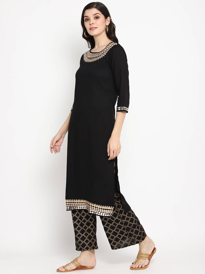 Prakhya Women's Printed Long Straight  Kurta Set