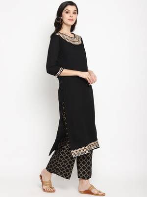 Prakhya Women's Printed Long Straight  Kurta Set 4
