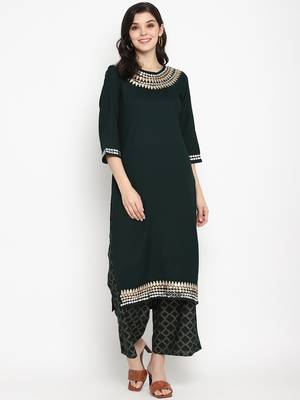 Prakhya Women's Printed Long Straight  Kurta Set 1