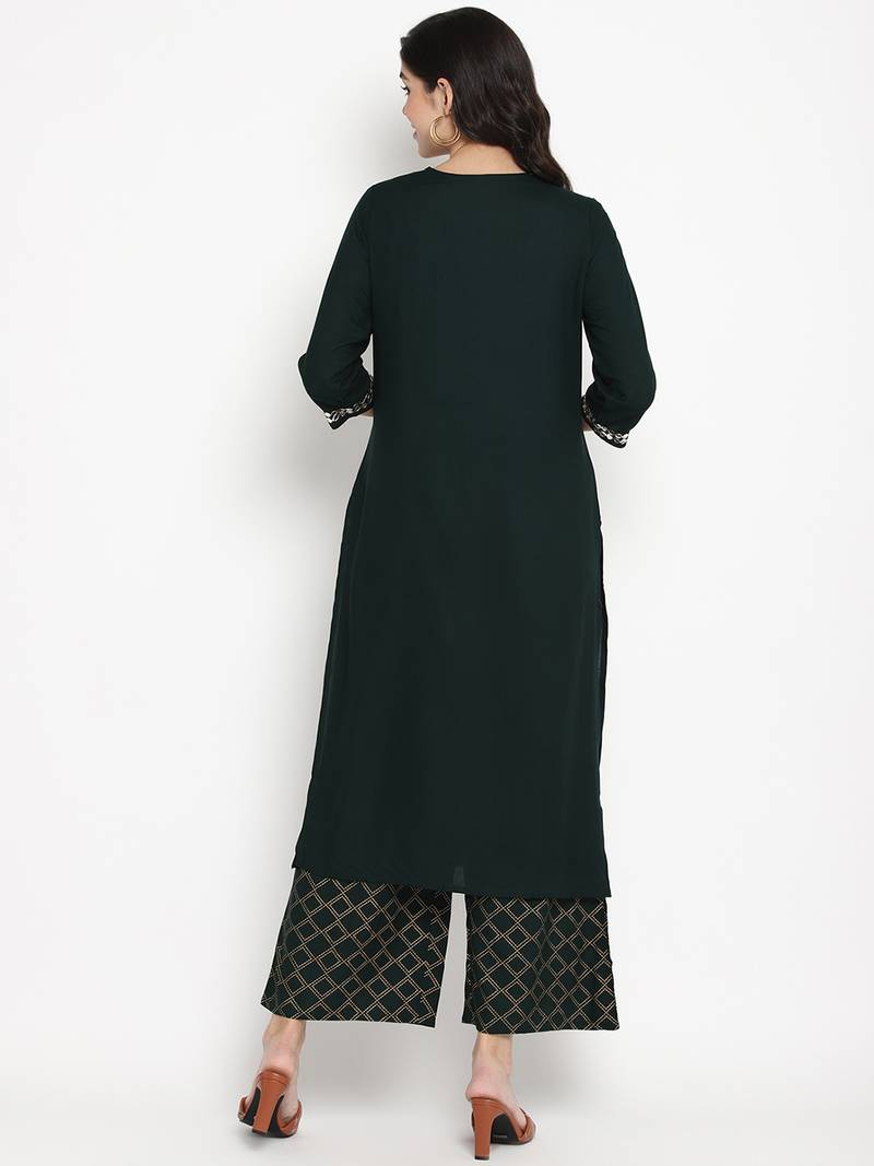 Prakhya Women's Printed Long Straight  Kurta Set