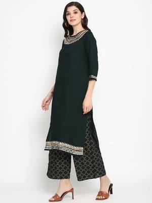 Prakhya Women's Printed Long Straight  Kurta Set 3