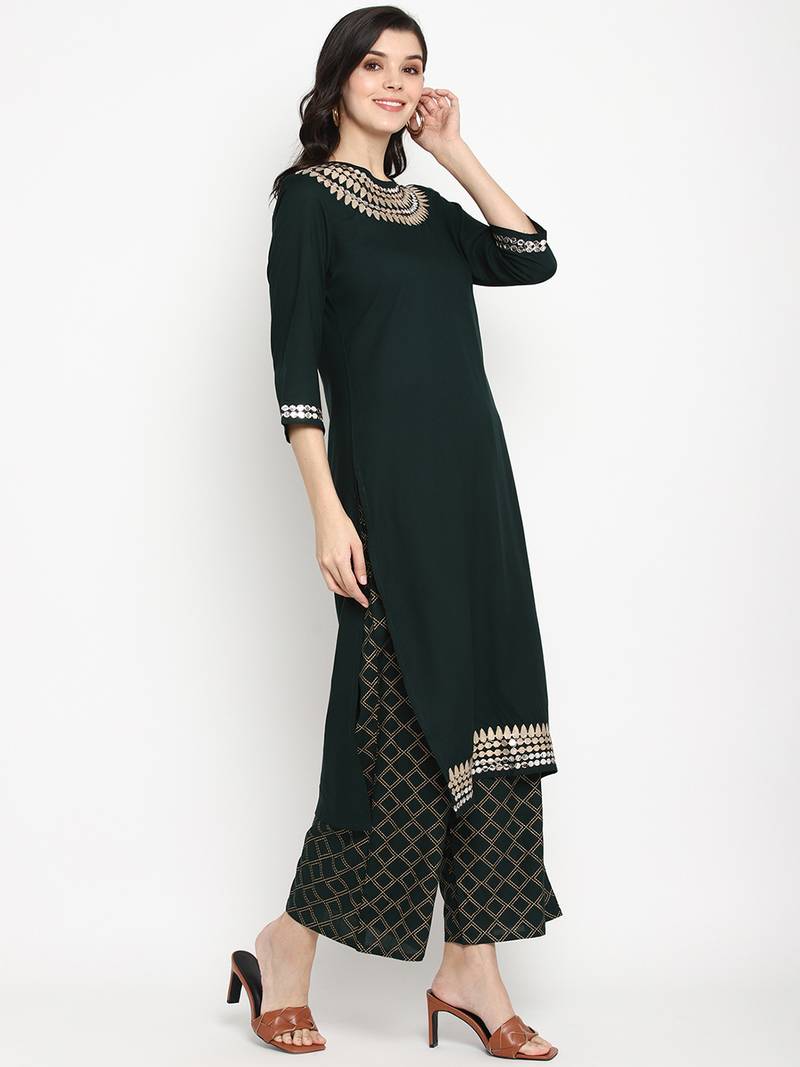 Prakhya Women's Printed Long Straight  Kurta Set