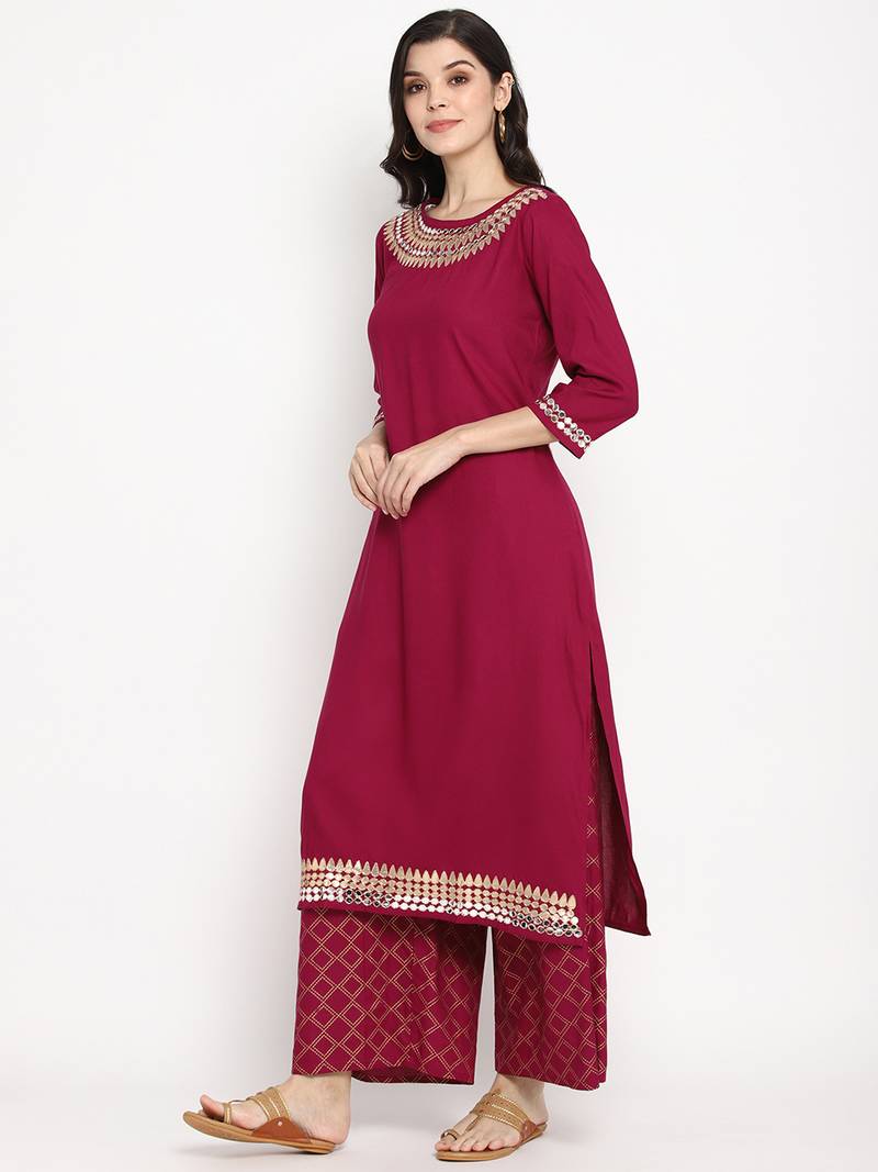 Prakhya Women's Printed Long Straight  Kurta Set