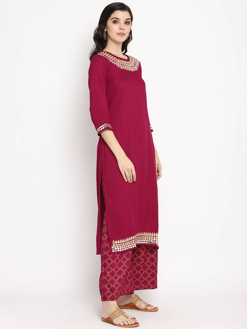 Prakhya Women's Printed Long Straight  Kurta Set