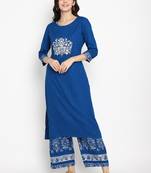 Prakhya Women's Embroidered Long Straight  Kurta Set