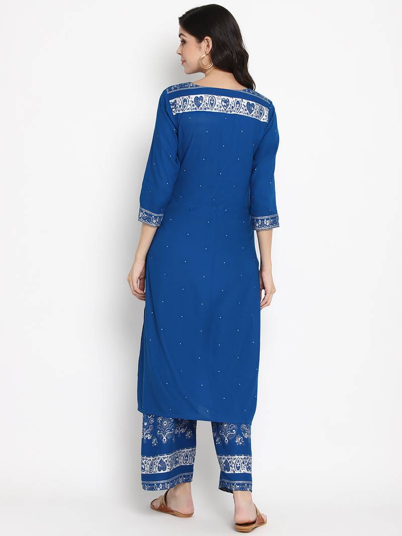 Prakhya Women's Embroidered Long Straight  Kurta Set