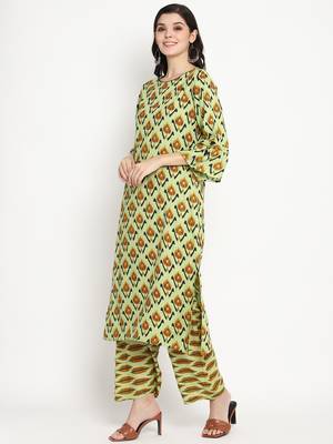 Prakhya Women's Printed Long Straight  Kurta Set 3