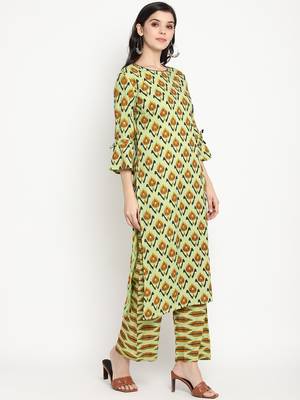 Prakhya Women's Printed Long Straight  Kurta Set 4