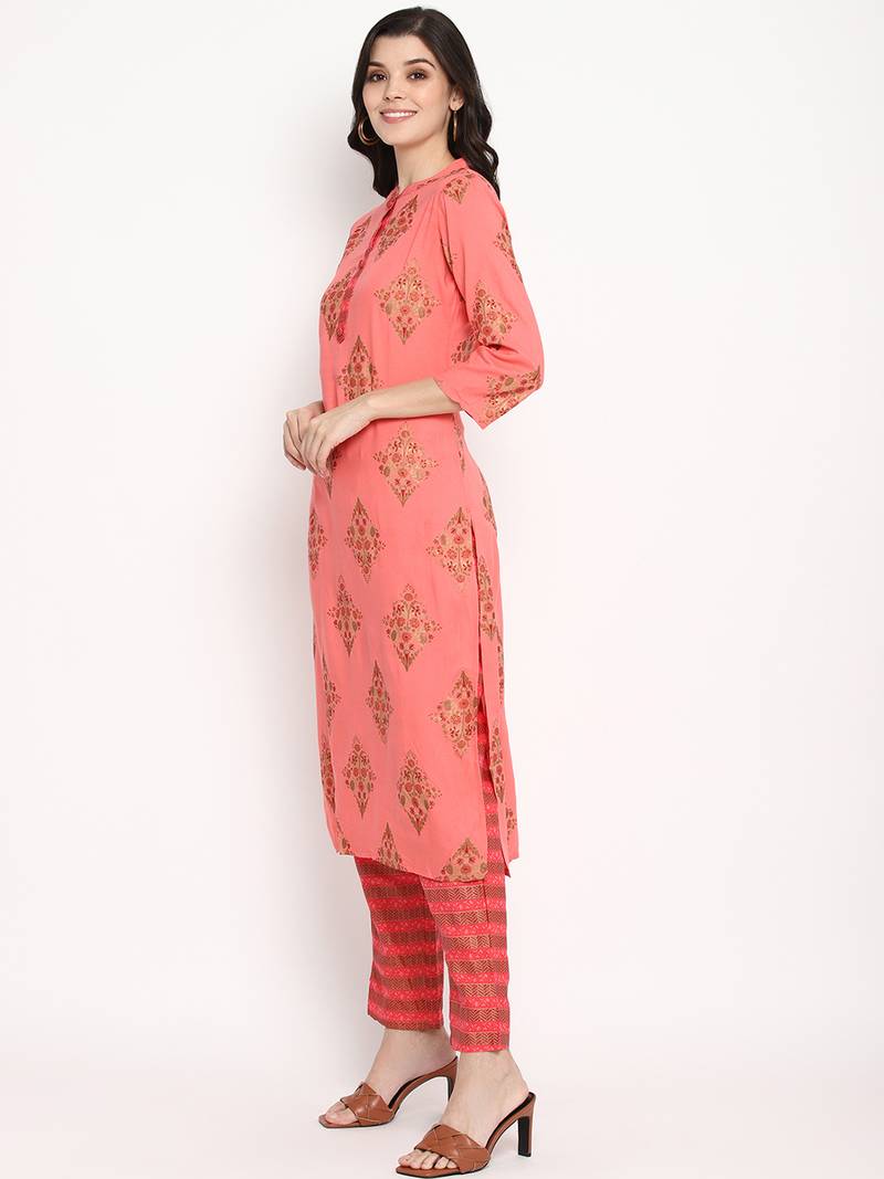 Prakhya Women's Printed Long Straight  Kurta Set