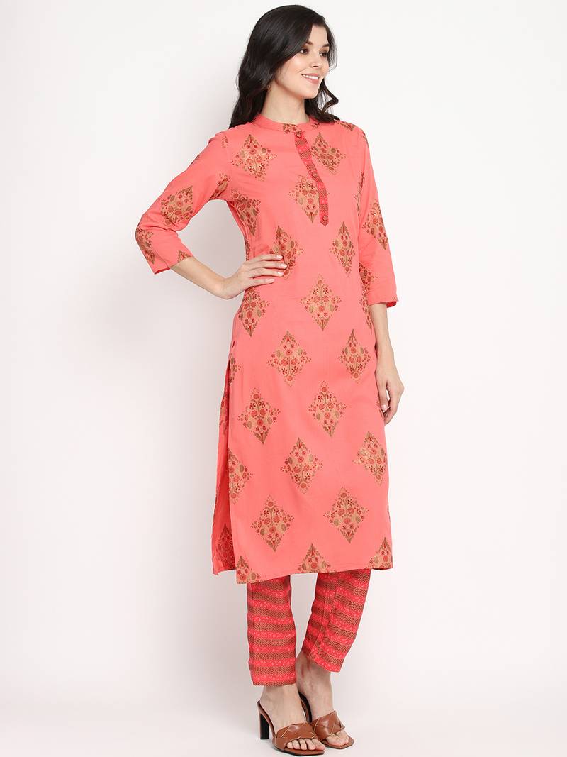 Prakhya Women's Printed Long Straight  Kurta Set