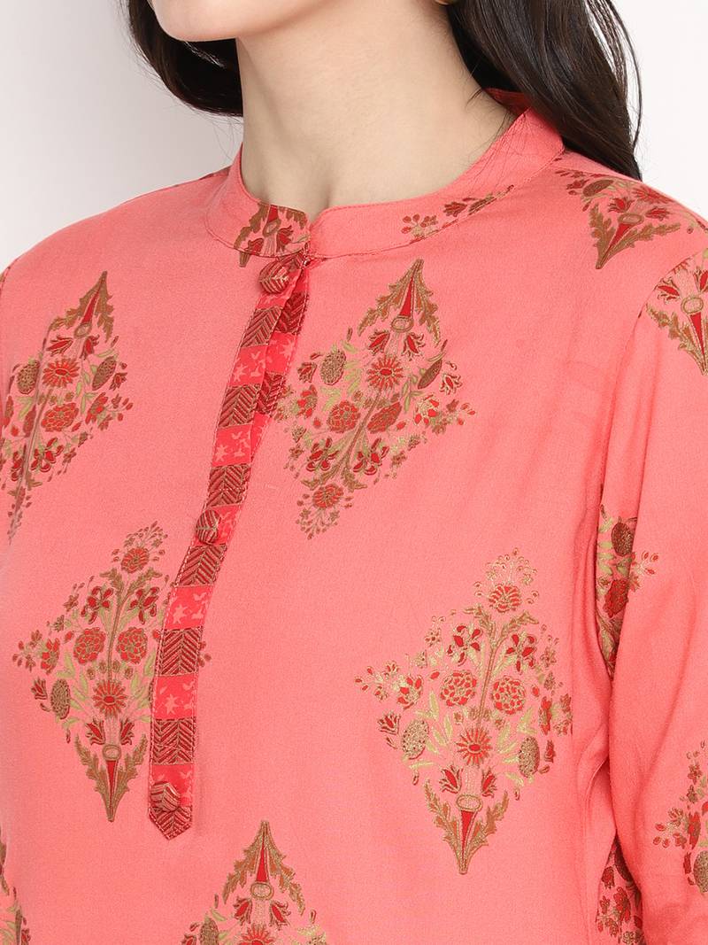 Prakhya Women's Printed Long Straight  Kurta Set