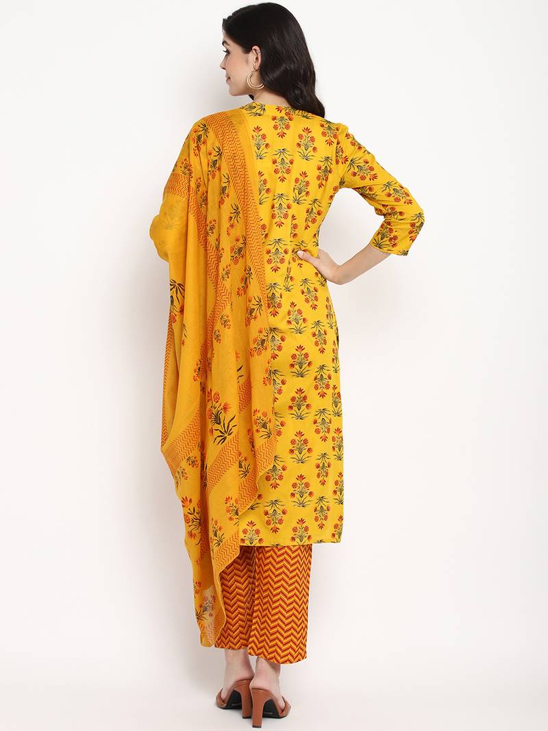 Prakhya Women's Printed Long Straight  Kurta Set