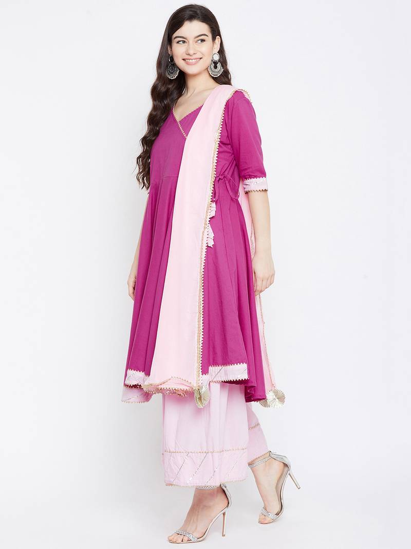 Prakhya Women's Printed Long A-line Rayon Kurta Set