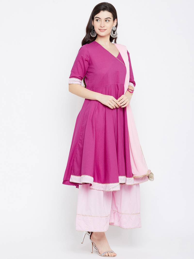 Prakhya Women's Printed Long A-line Rayon Kurta Set