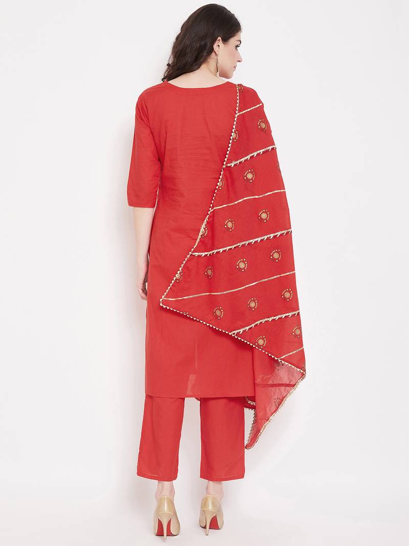 Prakhya Women's Printed Long Straight Cotton Kurta Set