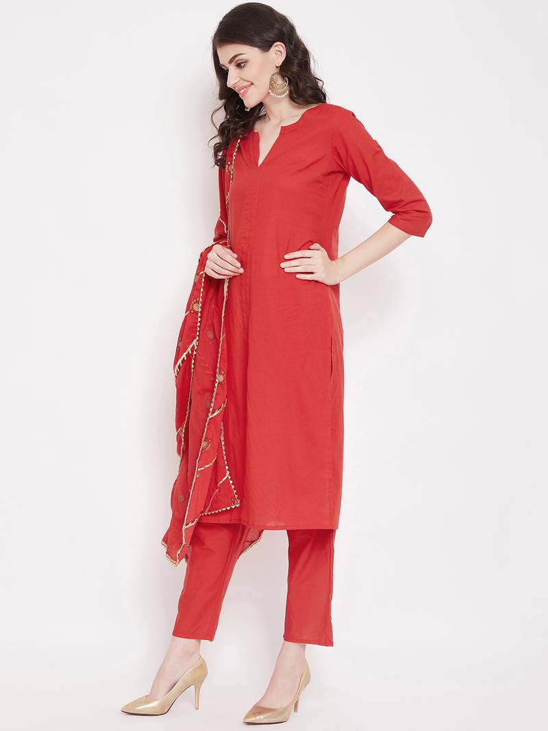 Prakhya Women's Printed Long Straight Cotton Kurta Set