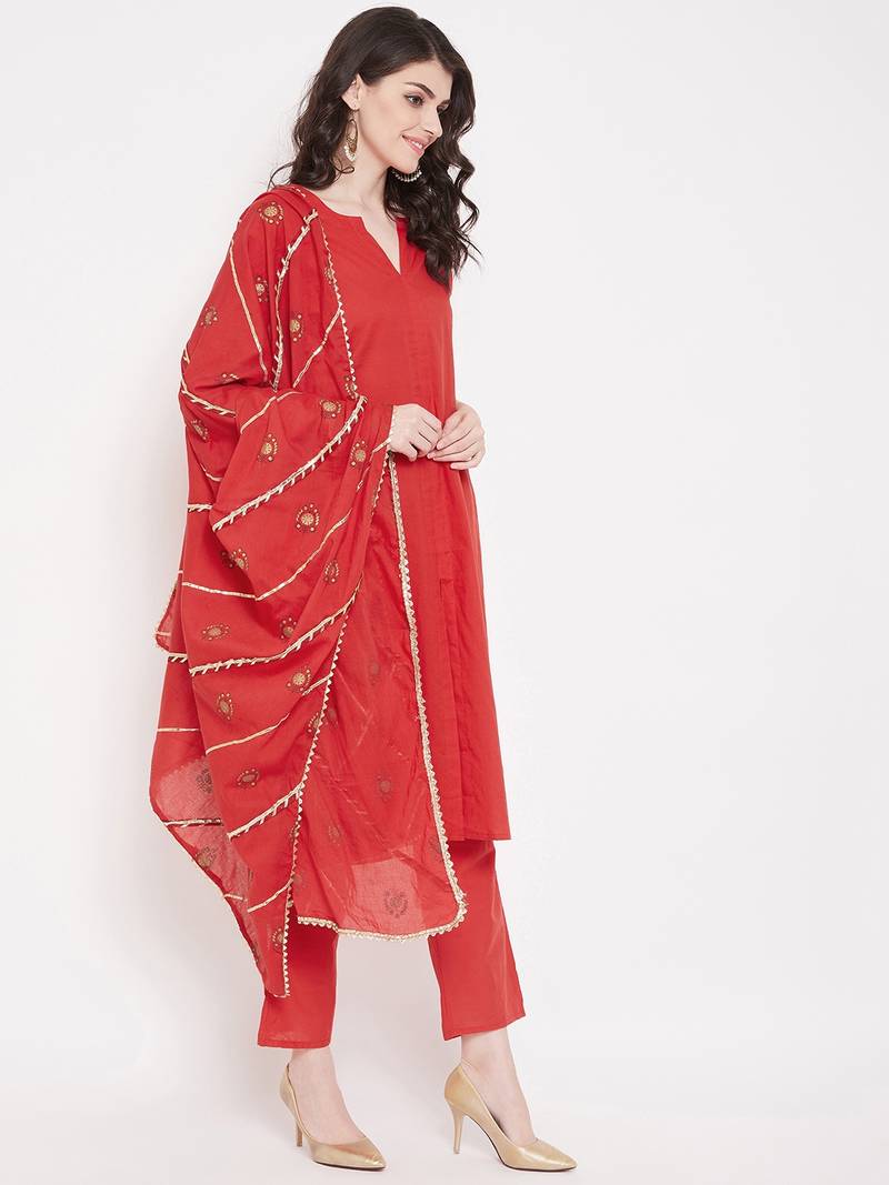Prakhya Women's Printed Long Straight Cotton Kurta Set