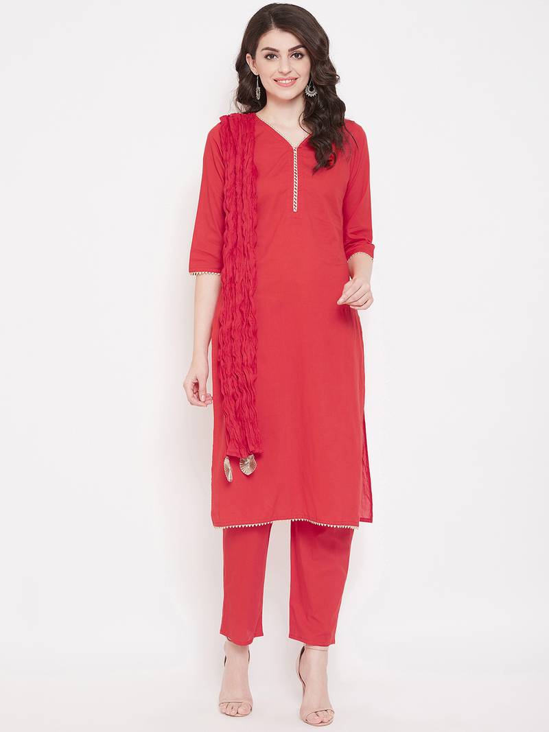 Prakhya Women's Printed Long Straight Cotton Kurta Set