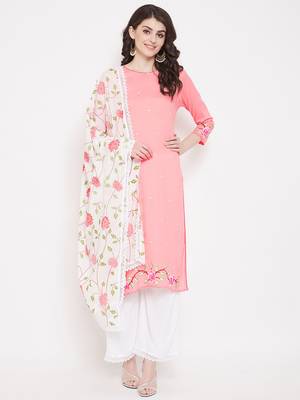 Prakhya Women's Embroidered Long Straight Rayon Kurta Set 1