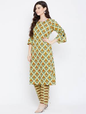 Prakhya Women's Printed Long Straight Rayon Kurta Set 3